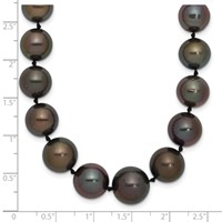 14K White Gold 9-12mm Black Semi-Round Tahitian Saltwater Cultured Pearl Graduated Necklace, 19" view 3
