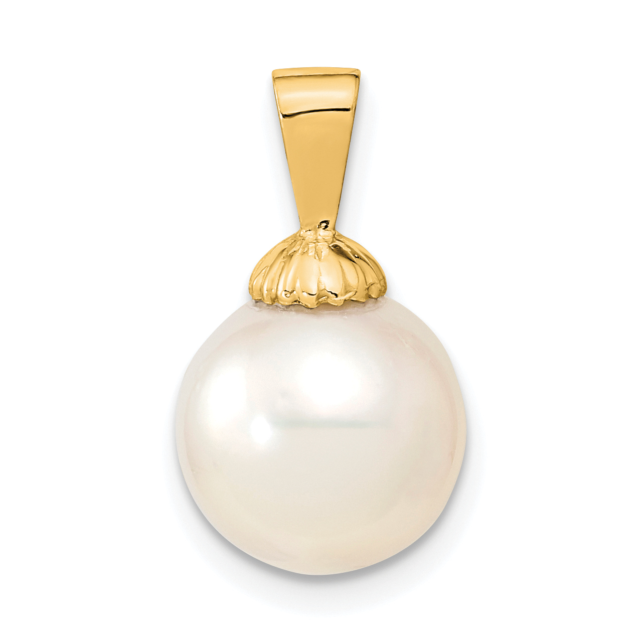 14k 10-11mm White Round South Sea Saltwater Cultured Pearl Pendant (XF465)
