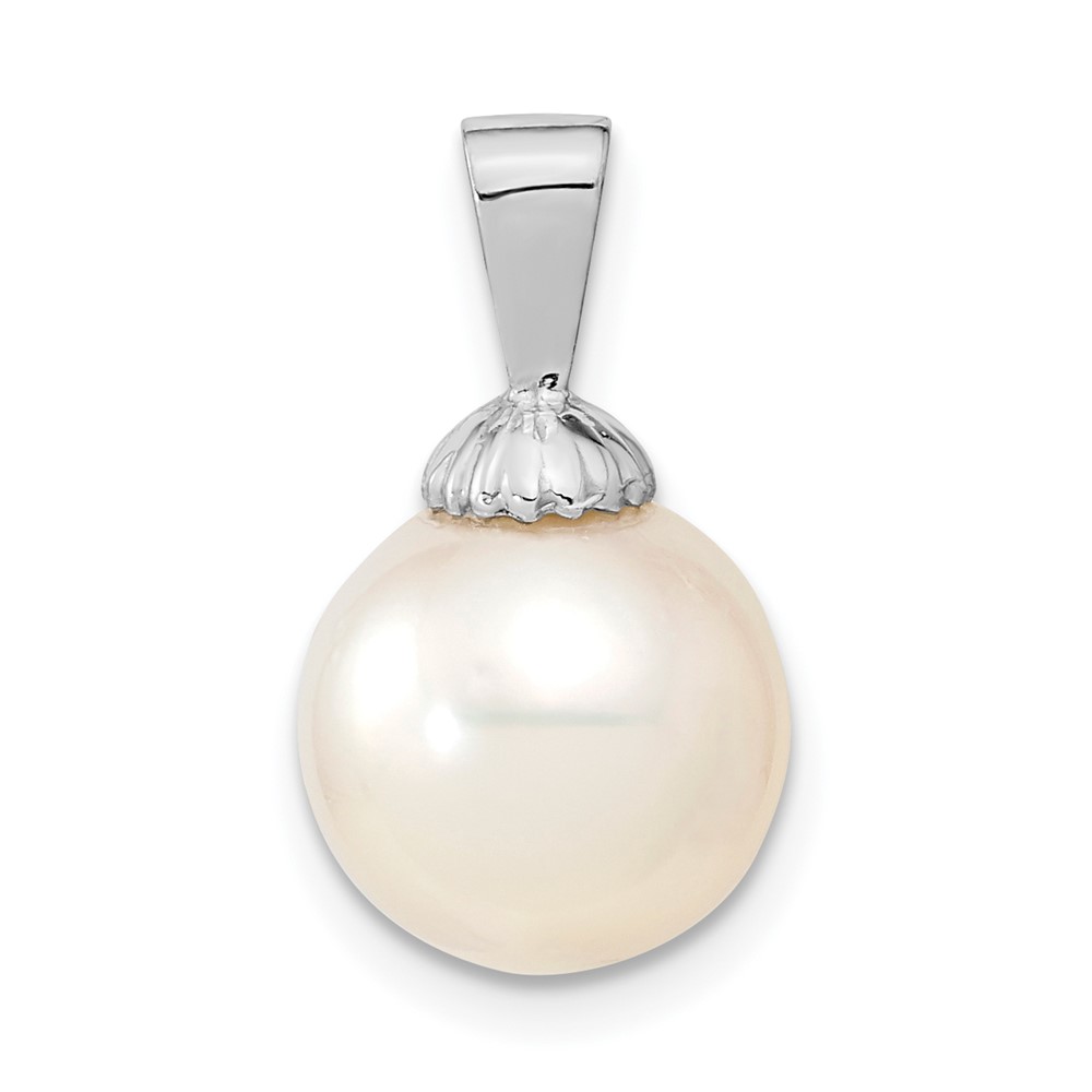 14k White Gold 10-11mm White Round South Sea Saltwater Cultured Pearl Pendant (XF465W)
