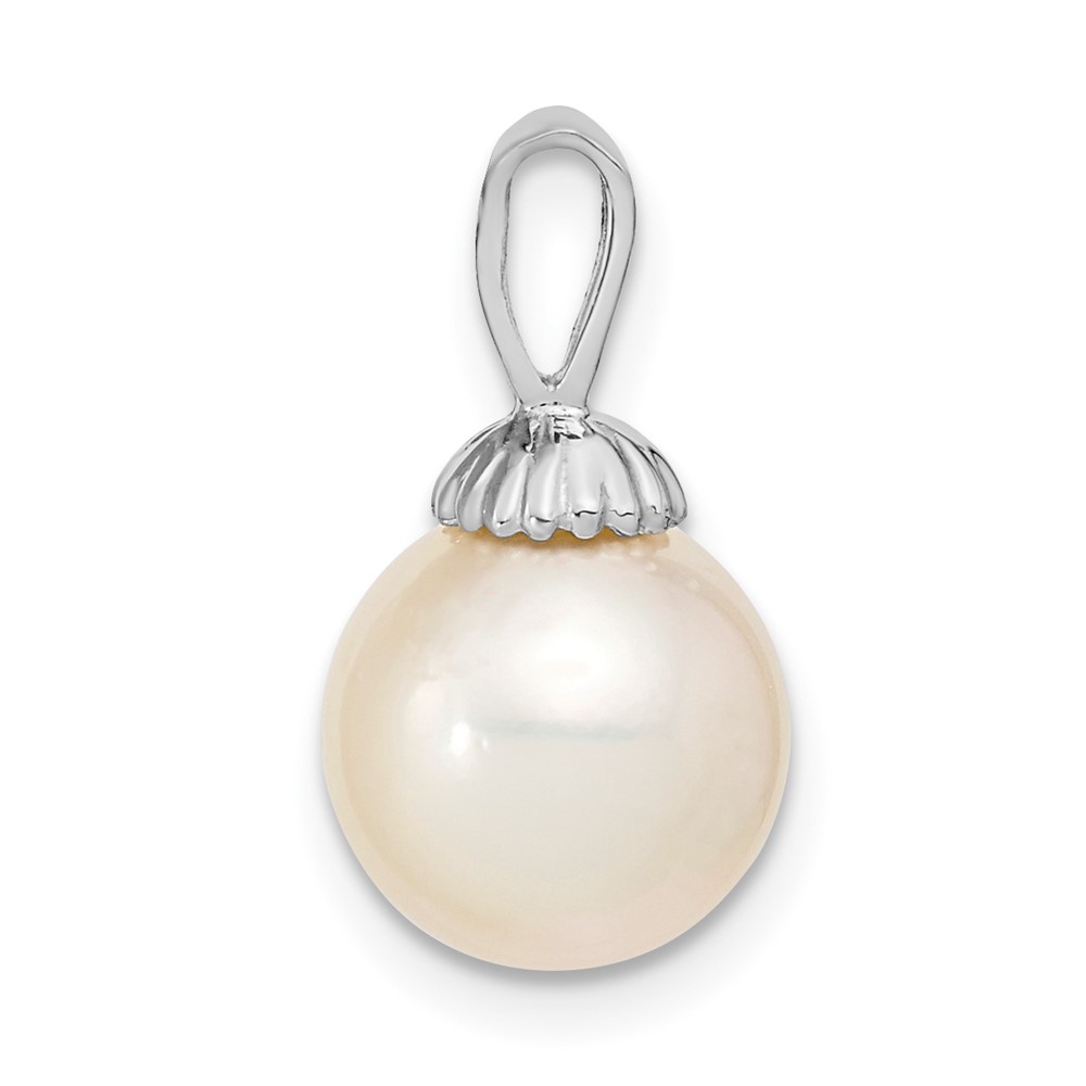 14k White Gold 9-10mm Round White South Sea Saltwater Pearl Pendant (XF466W)