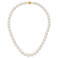 14K Yellow Gold 9.5-12mm White Round South Sea Saltwater Cultured Graduated Pearl Necklace, 18" view 4