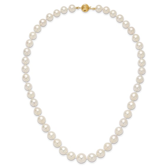 14k 9.5-12mm White Round South Sea Saltwater Cultured Graduated Pearl 18 inch Necklace