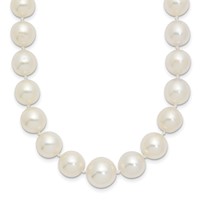 14K Yellow Gold 9.5-12mm White Round South Sea Saltwater Cultured Graduated Pearl Necklace, 18" view 1
