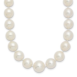 14k 9.5-12mm White Round South Sea Saltwater Cultured Graduated Pearl 18 inch Necklace