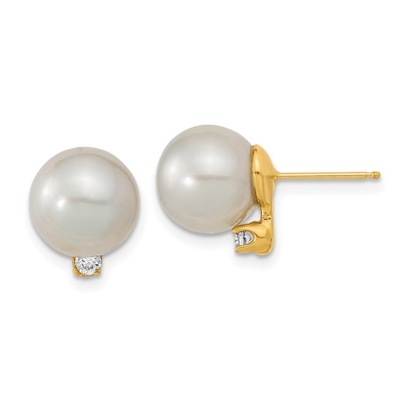 Gold Saltwater Cultured Pearl Earrings