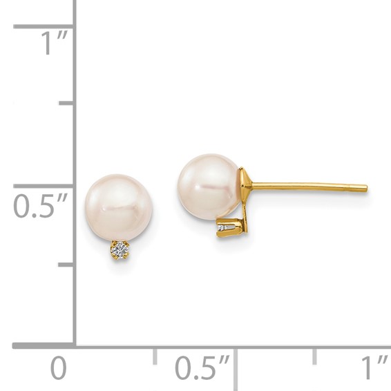 Saltwater Akoya Pearl & Diamond Post Earrings