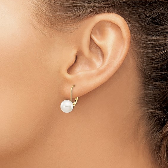 Saltwater Akoya Cultured Pearl Leverback Earrings