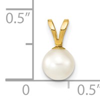 14K Yellow Gold 5-6mm White Round Akoya Saltwater Cultured Pearl Pendant view 3