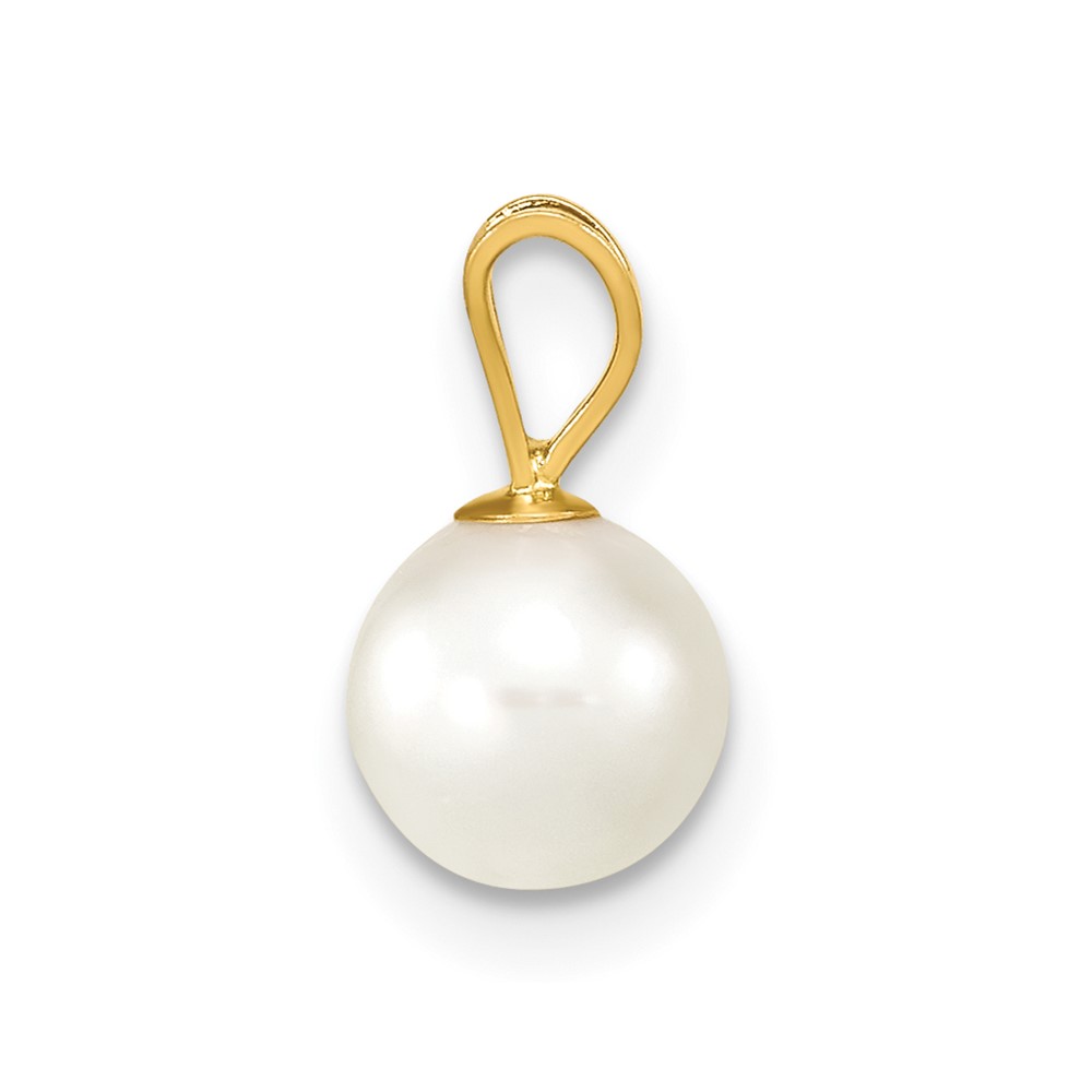 14k 6-7mm White Round Akoya Saltwater Cultured Pearl Pendant (XF487)