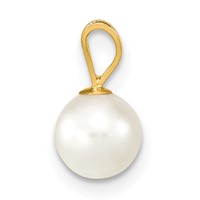 14K 6-7mm White Round Akoya Saltwater Cultured Pearl Pendant view 2