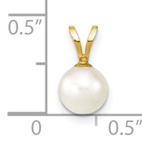 14K 6-7mm White Round Akoya Saltwater Cultured Pearl Pendant view 3