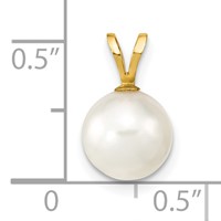 14K Yellow Gold 8-9mm White Round Akoya Saltwater Cultured Pearl Pendant view 3
