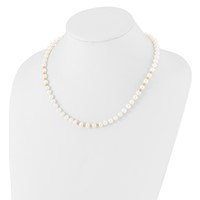 14K Yellow Gold 6-7mm White Semi-Round Freshwater Cultured Pearl Necklace 7.25 in Bracelet Button Post Earrings Set, 18" view 4