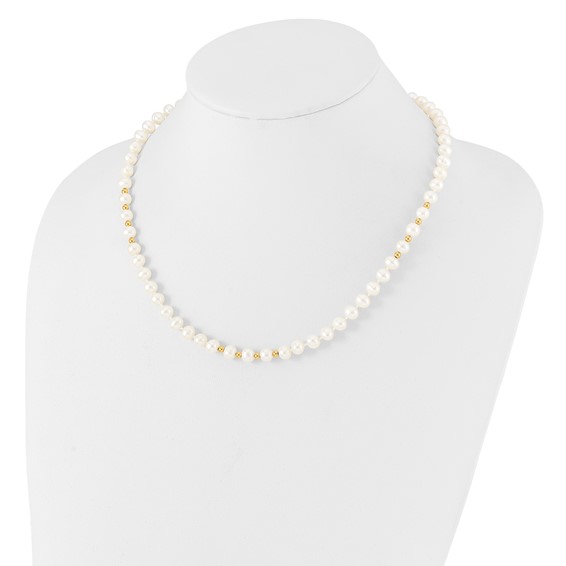 14k 6-7mm White Semi-Round Freshwater Cultured Pearl 18 inch Necklace/7.25 in Bracelet/Button Post Earrings Set