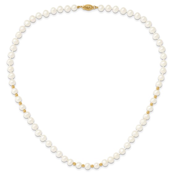 14k 6-7mm White Semi-Round Freshwater Cultured Pearl 18 inch Necklace/7.25 in Bracelet/Button Post Earrings Set