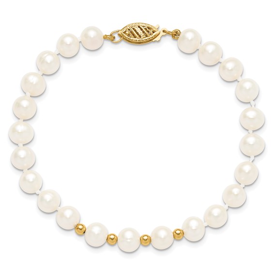 14k 6-7mm White Semi-Round Freshwater Cultured Pearl 18 inch Necklace/7.25 in Bracelet/Button Post Earrings Set