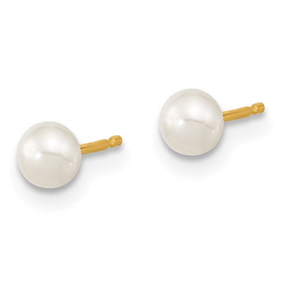 14k 3-4mm White Freshwater Cultured Pearl 14 inch Necklace / 5 inch Bracelet / Post Earrings 3-piece Set