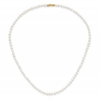 14K Yellow Gold 3-4mm White Freshwater Cultured Pearl Necklace 5 Inch Bracelet Post Earrings 3-piece Set, 14" view 3