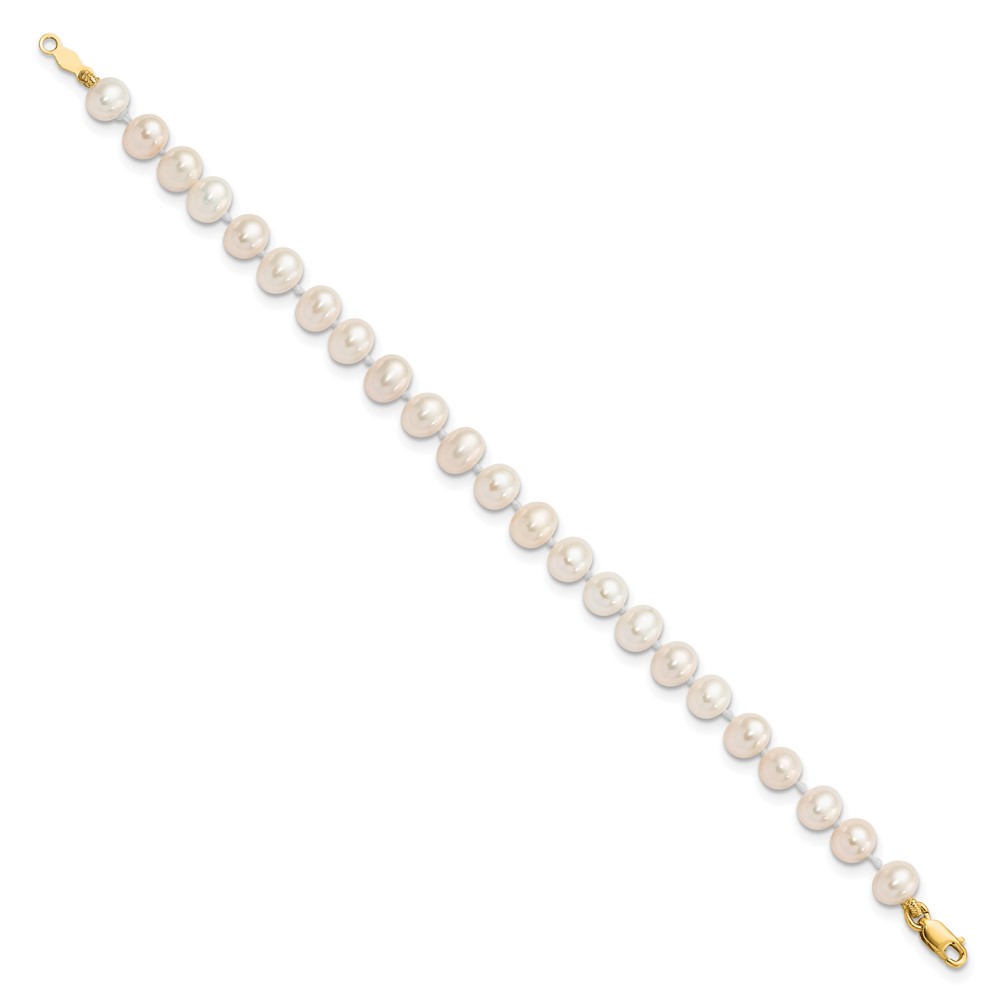 14k 4-5mm White Freshwater Cultured Pearl 14 inch Necklace, 5 inch Bracelet and Post Earrings Set (XF503SET)