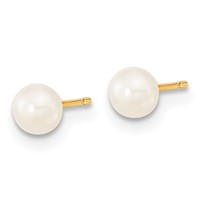 14K Yellow Gold 4-5mm White Freshwater Cultured Pearl Pendant Bracelet Post Earrings 3-piece Set, 5" view 4