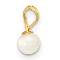 14K Yellow Gold 4-5mm White Freshwater Cultured Pearl Pendant Bracelet Post Earrings 3-piece Set, 5" view 5