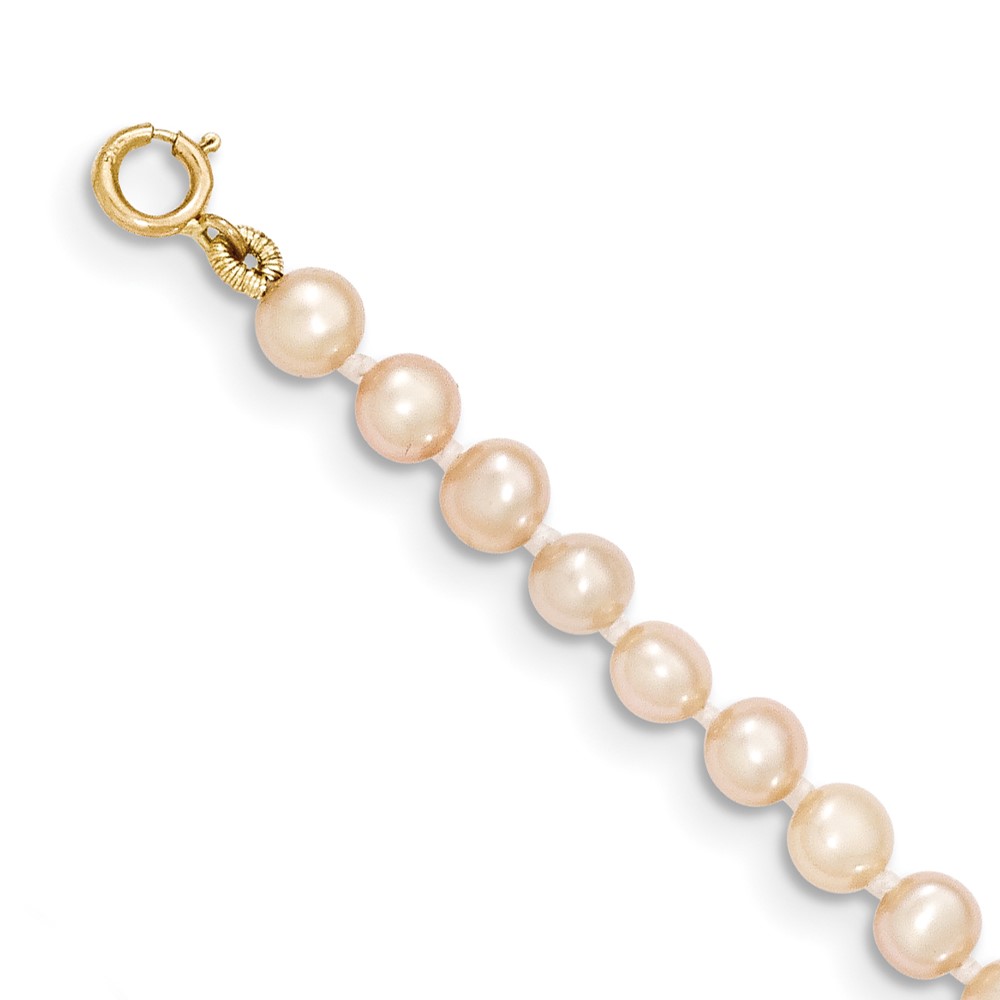 14k 3-4mm Pink Near Round Freshwater Cultured Pearl Bracelet (XF505-4)
