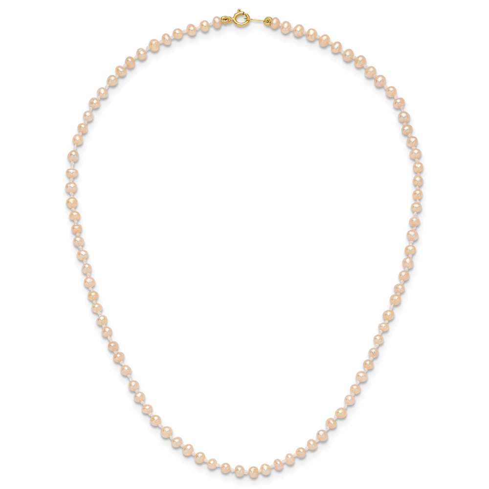 14k 3-4mm Pink Near Round Freshwater Cultured Pearl Bracelet (XF505-4)