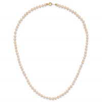 14K Yellow Gold 3-4mm Pink Near Round Freshwater Cultured Pearl Bracelet view 5