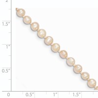 14K Yellow Gold 3-4mm Pink Near Round Freshwater Cultured Pearl Bracelet view 3