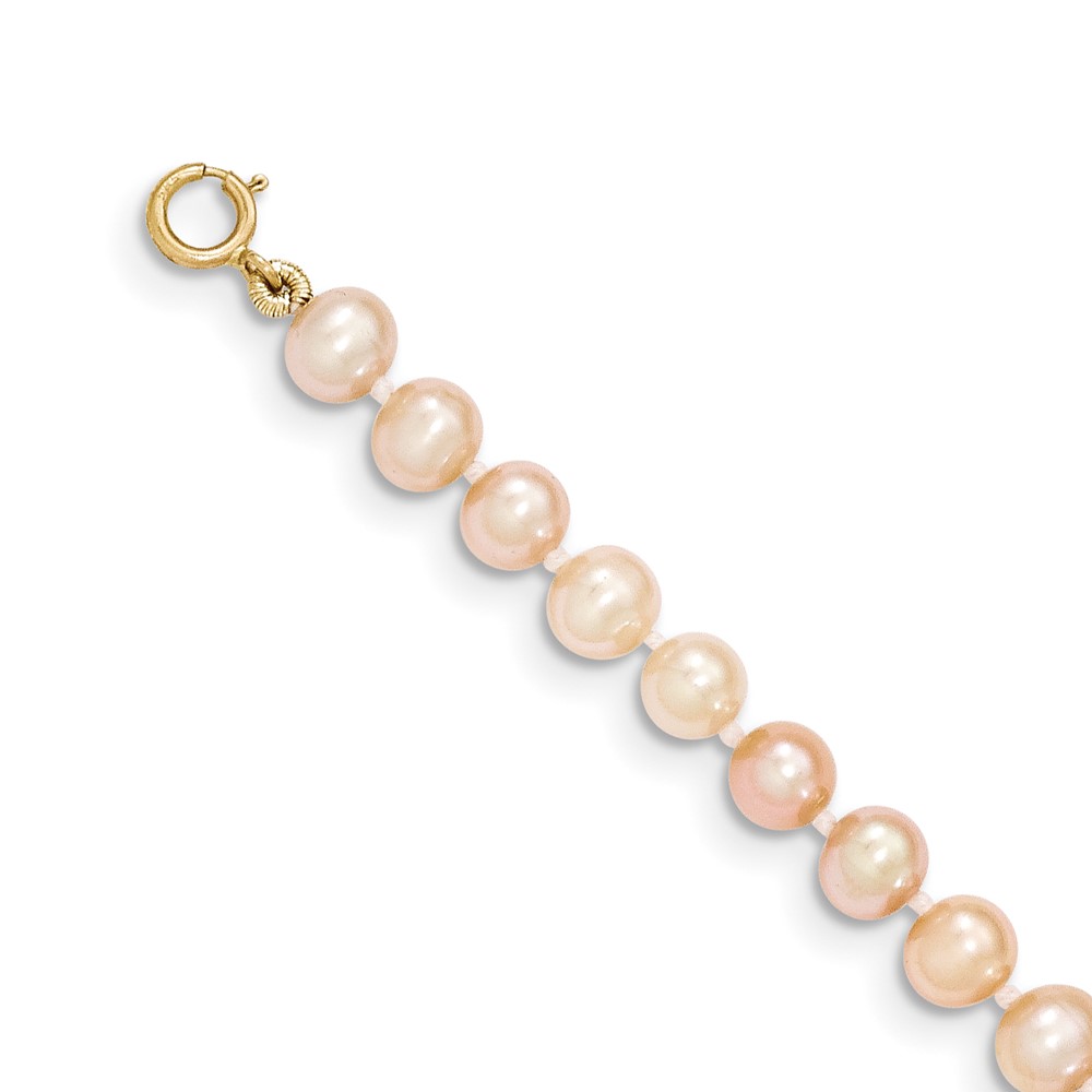 14k 4-5mm Pink Near Round Freshwater Cultured Pearl Necklace (XF506-16)