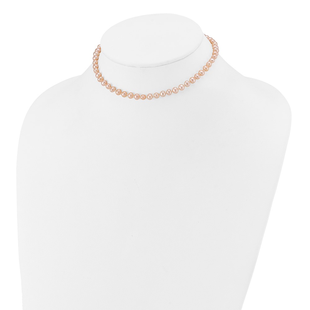 14k 4-5mm Pink Near Round Freshwater Cultured Pearl Necklace (XF506-16)