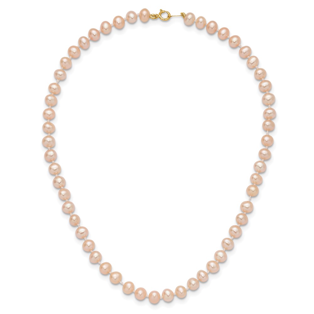14k 4-5mm Pink Near Round Freshwater Cultured Pearl Necklace (XF506-16)