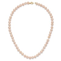 14K Yellow Gold 4-5mm Pink Near Round Freshwater Cultured Pearl Bracelet view 5