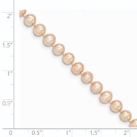 14K Yellow Gold 4-5mm Pink Near Round Freshwater Cultured Pearl Bracelet view 3