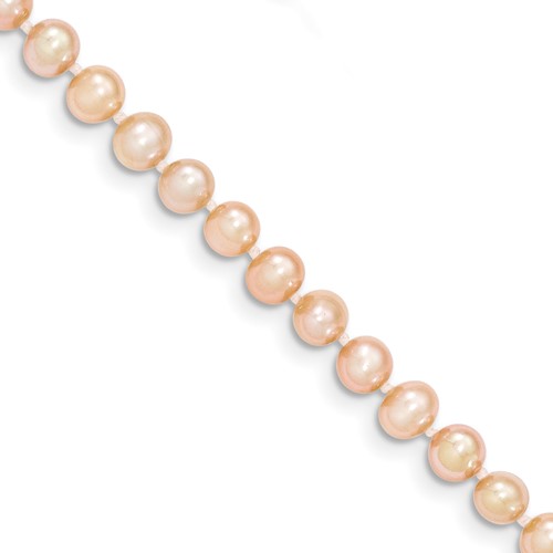 14K Yellow Gold 4-5mm Pink Near Round Freshwater Cultured Pearl Bracelet