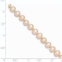14K Yellow Gold 5-6mm Pink Near Round Freshwater Cultured Pearl Bracelet view 3