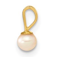 14K Yellow Gold 3-4mm Round Pink Freshwater Cultured Pearl Pendant view 2