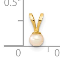 14K Yellow Gold 3-4mm Round Pink Freshwater Cultured Pearl Pendant view 3
