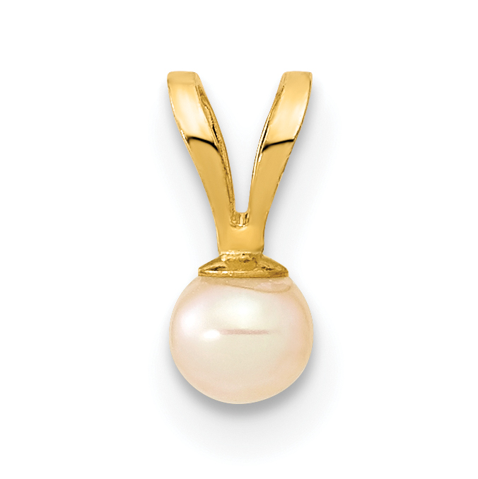14k Gold 3-4mm Pink Round Freshwater Cultured Pearl Pendant (XF517)