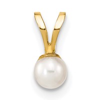 14K Yellow Gold 3-4mm White Round Freshwater Cultured Pearl Pendant view 1