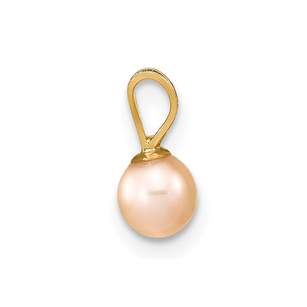 14k Gold 4-5mm Pink Round Freshwater Cultured Pearl Pendant (XF519)