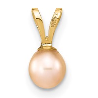 14K Yellow Gold 4-5mm Round Pink Freshwater Cultured Pearl Pendant view 4