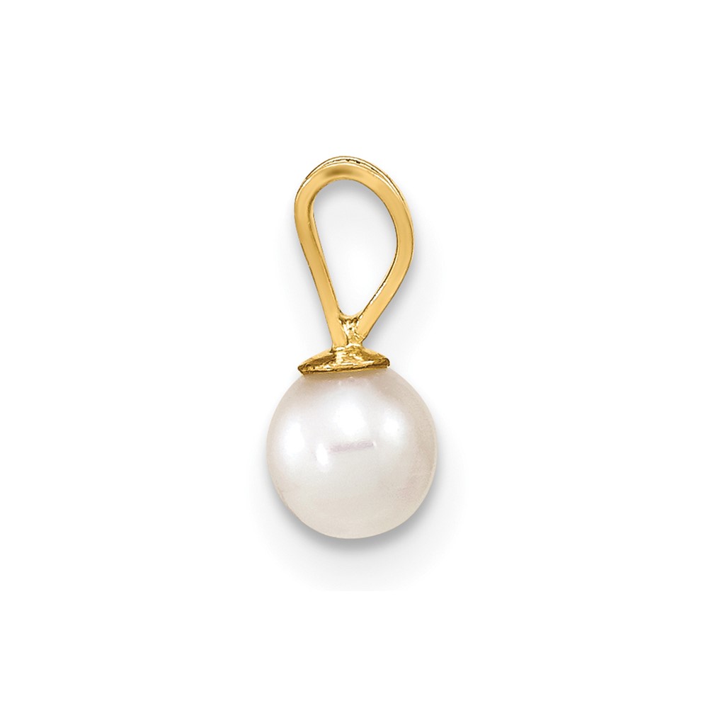 14k Gold 4-5mm White Round Freshwater Cultured Pearl Pendant (XF520)