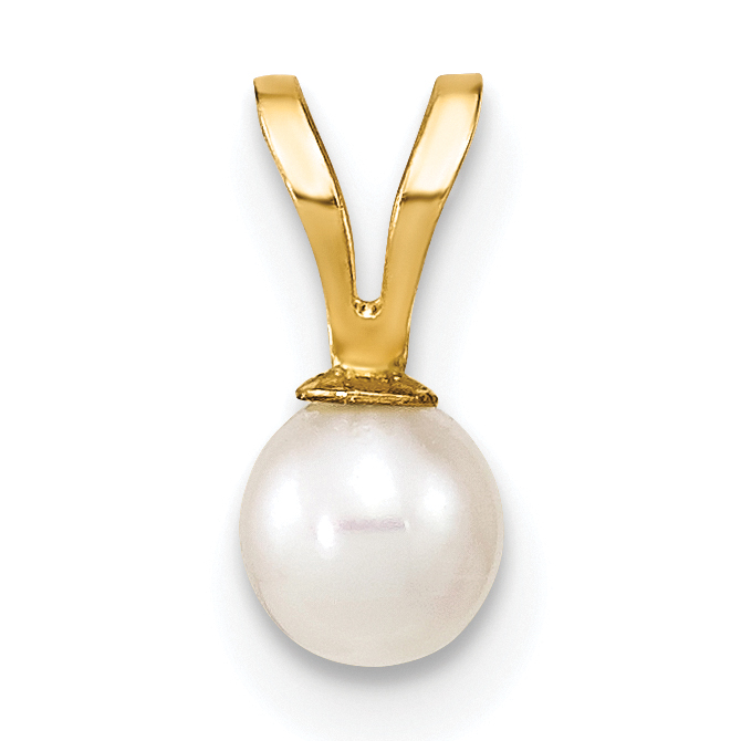 14k Gold 4-5mm White Round Freshwater Cultured Pearl Pendant (XF520)