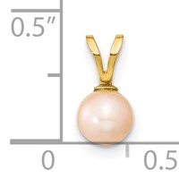 14K Yellow Gold 5-6mm Round Pink Freshwater Cultured Pearl Pendant view 3