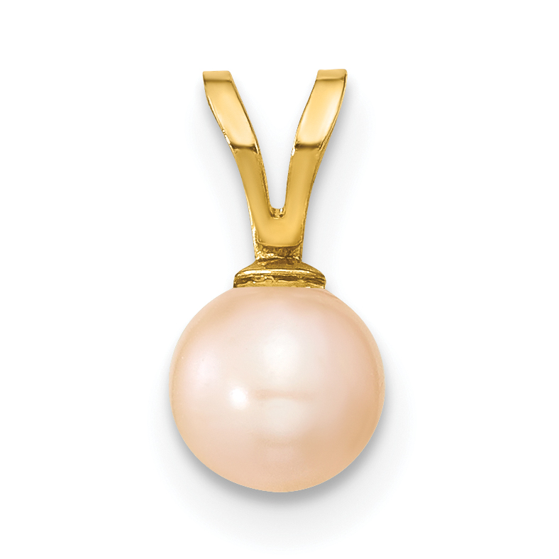 14k Gold 5-6mm Pink Round Pink Freshwater Cultured Pearl Pendant (XF521)