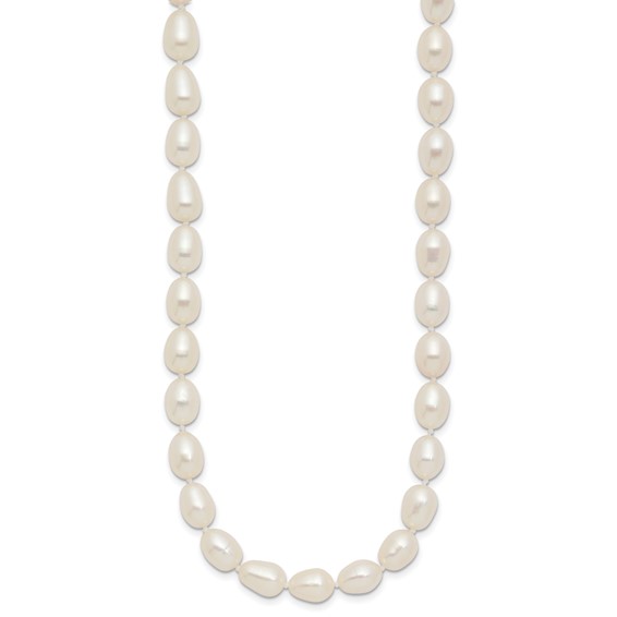 14k 7-8mm White Rice Freshwater Cultured Pearl 18 inch Necklace