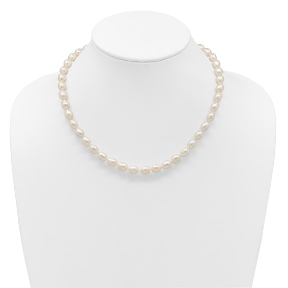 14k 7-8mm White Rice Freshwater Cultured Pearl 18 inch Necklace