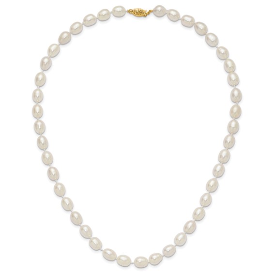 14k 7-8mm White Rice Freshwater Cultured Pearl 18 inch Necklace