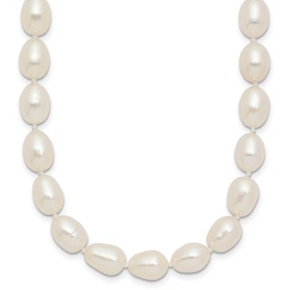 14k 7-8mm White Rice Freshwater Cultured Pearl 18 inch Necklace